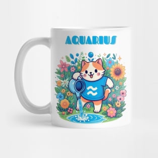 Aquarius Zodiac Cat Mug